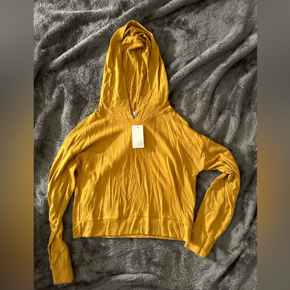 Mustard Yellow Hoodie Crop Shirt